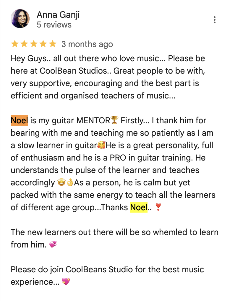 Screenshot of review from Sabitha MB