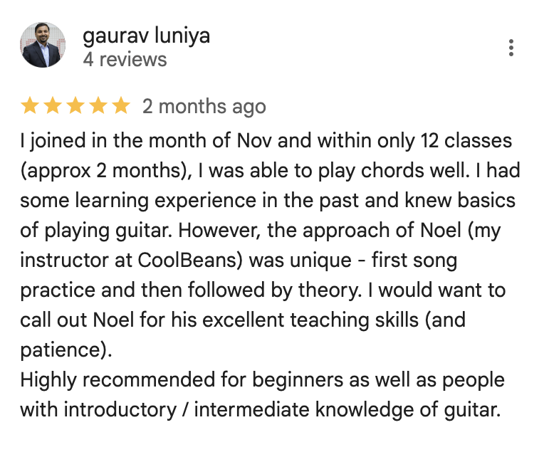 Screenshot of review from Gaurav Luniya